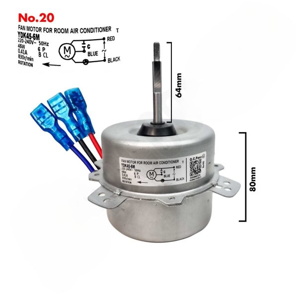 موتور فن کندانسور کولر گازی مدل YDK45-6M کد 20