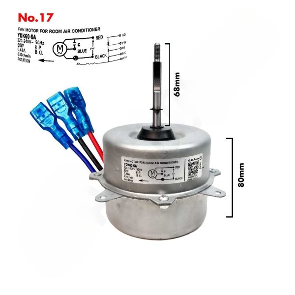 موتور فن کندانسور کولر گازی مدل YDK60-6A کد 17