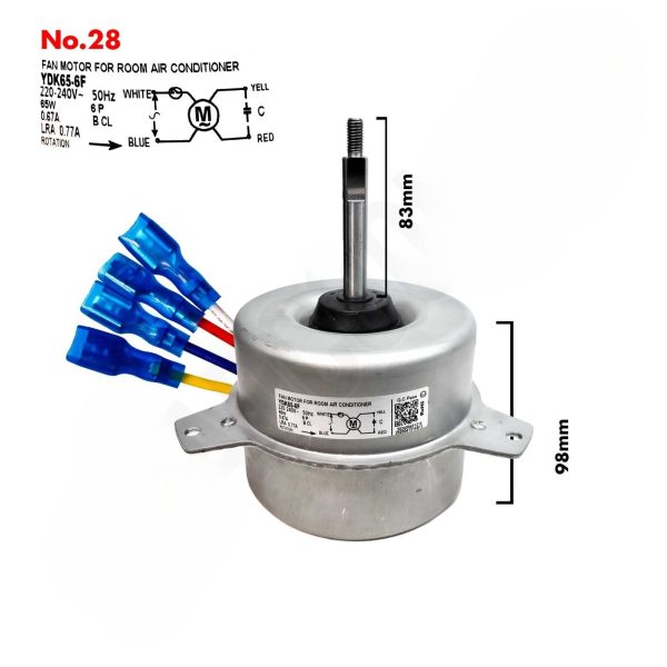 موتور فن کندانسور کولر گازی مدل YDK65-6F کد 28